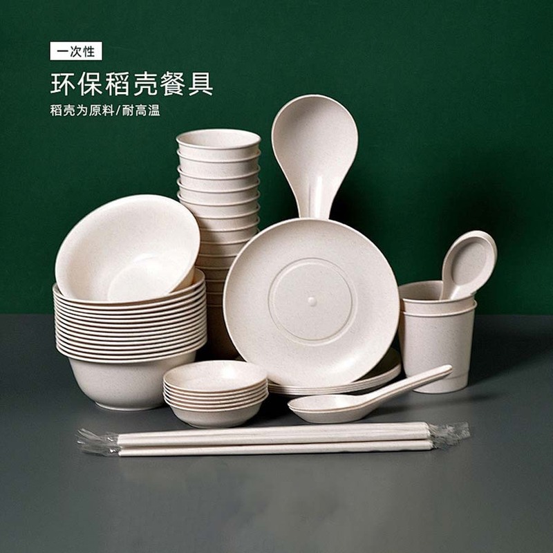 メーカー卸売使い捨て殻食器ボウル、箸、皿大ボウル組み合わせセットピクニックバーベキューフルセット宴会家族宴会|undefined