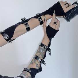 。辣妹亚比机能风小众设计ins朋克个性表演跳舞KPOP手套半指袖套