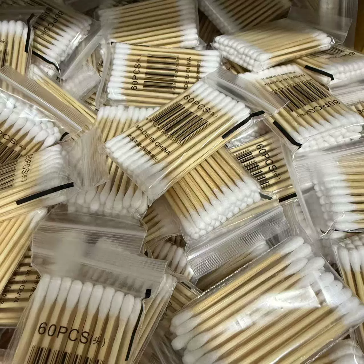 Double-Ended Cotton Swabs, Wooden Stick, 7 cm — Disposable Makeup & Ear Care, 100 pcs pack