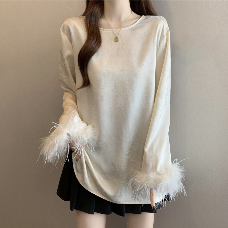 New Chinese-Style National Fashion Mink Fur Long-Sleeve Shirt for Women, Early Spring 2026, Plus-Size, High-End Acetate Satin Top New Chinese-Style National Fashion Mink Fur Long-Sleeve Shirt for Women, Early Spring 2026, Plus-Size, High-End Acetate Satin Top
