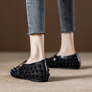 Ll【Temperament Like Orchid】Shallow Mesh Soft-Soled Shoes, New Summer Breathable Mary Jane Shoes