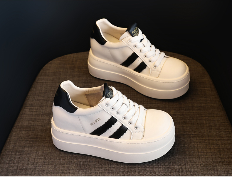 Giày sneaker nữ đế dày tăng chiều cao bên trong, form thể thao mùa xuân — Màu đỏ be chi tiết 5
