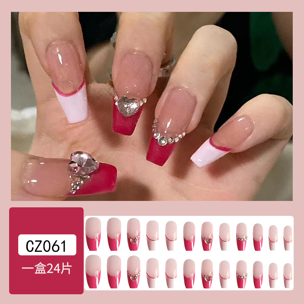 Pieza de uñas de desgaste súper largo diamante transfronterizo uña falsa pieza europea y americana pieza de uñas Comercio exterior parche de uñas prensa en las uñas