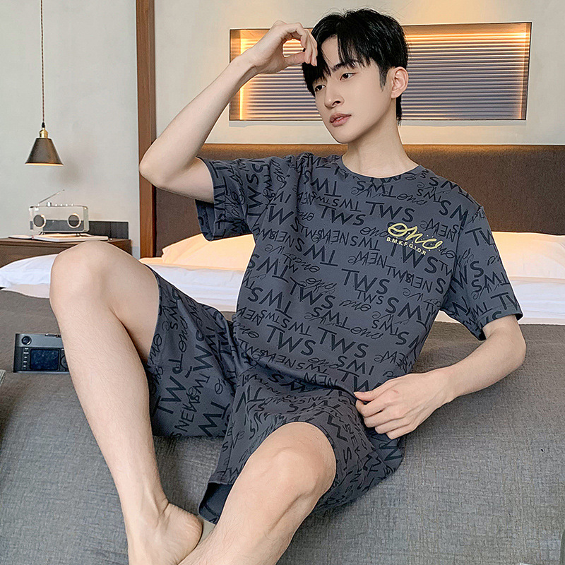 2024 nuevos pijamas para hombres, pantalones cortos finos de verano de manga corta, trajes de primavera y verano, ropa informal para el hogar
