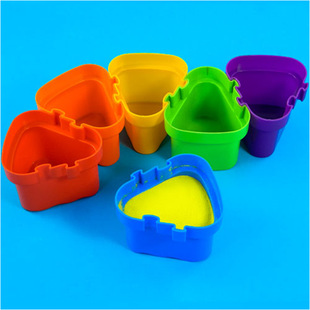 Triangular Pigment Bucket Red Yellow Blue Green Orange Purple Water Storage Tank 3-grid Roller Pigment Tray Children's Handmade DIY Materials Early Education
