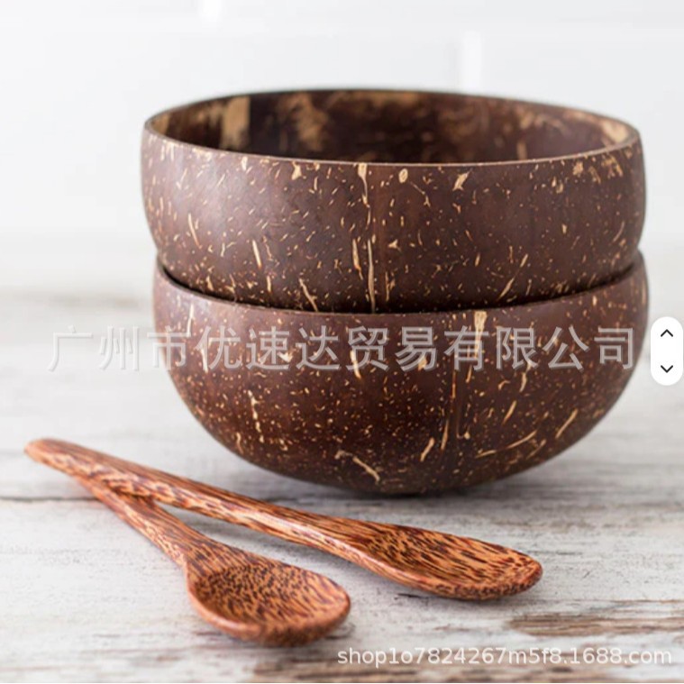 Tazón de Cáscara de Coco Natural para Ensalada y Postres
