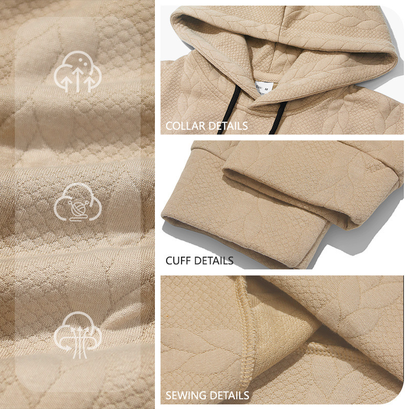 Europa y América transfronterizos otoño nuevo lujo ligero versátil y cómodo hombre Jacquard color sólido alta sensación con sombrero simple suéter hombre