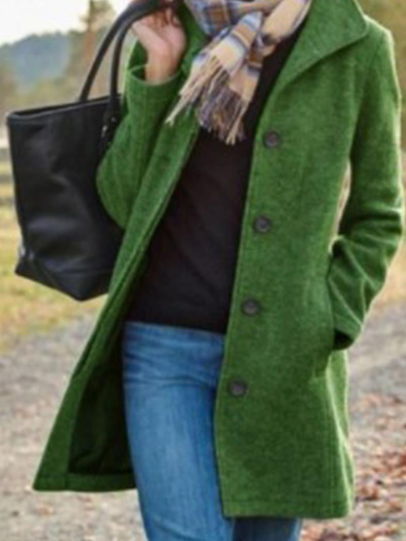 Women's Long Woollen Overcoat For Women Retro Style Solid Colour_voghion.com