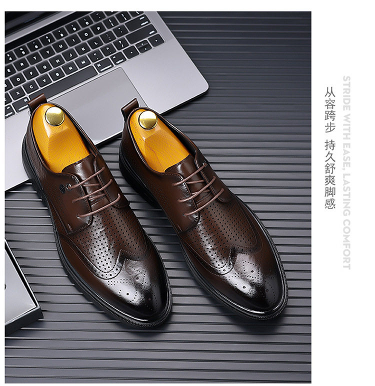 Giày sandal da nam kiểu Brogue khoét lỗ thoáng khí cỡ lớn — Kiểu khoét rỗng màu nâu, Màu nâu, dùng được bốn mùa, Mẫu đen bốn mùa, Kiểu khoét rỗng màu đen chi tiết 23