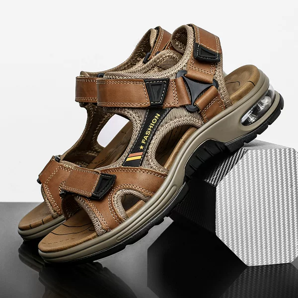 Foreign Trade Men's Sandals Genuine Leather Casual Beach Sandals Retro Summer Cross-Border Air Cushion Sandals Men's Outdoor Sandals