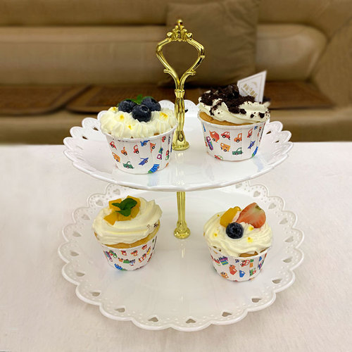 Three-layer fruit tray plastic European-style small living room home candy snack display tray cake stand pastry rack