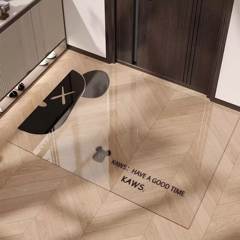 Entrance Door Mat with a Light Luxury and High-End Feel, Pvc Transparent Soft Glass Non-Slip Foot Mat for Home Entrance and Main Door