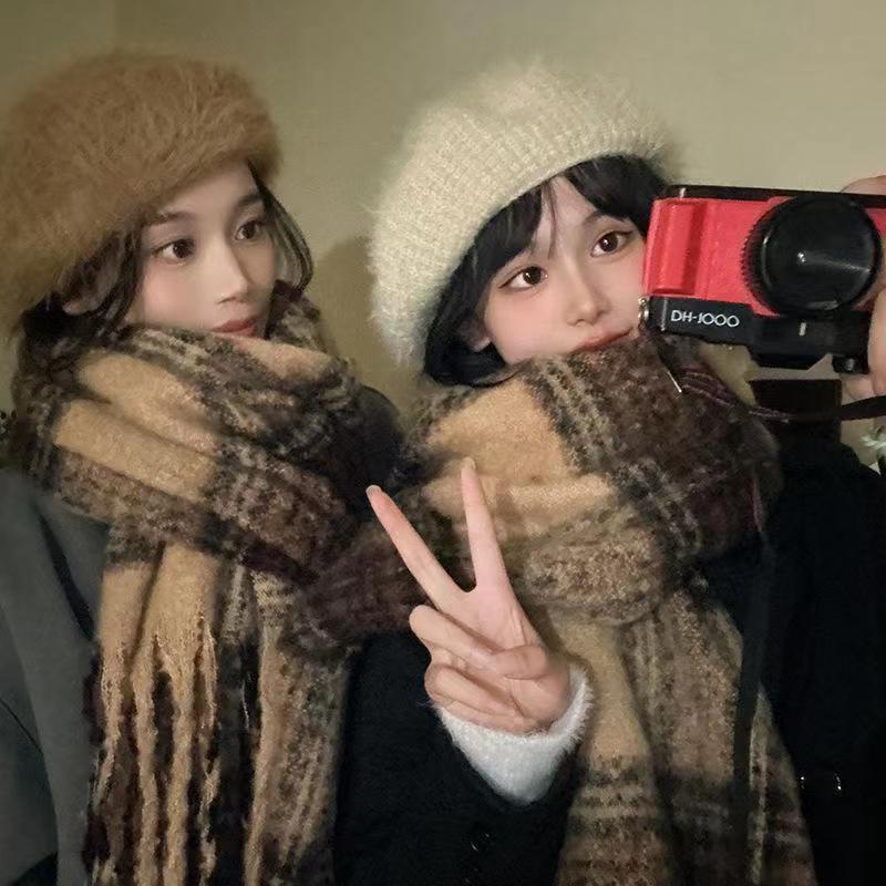 Melads neue Atmosphäre kariert ist vielseitig Frauen, mit einem Studentenschal mit vergrößerten Quasten und extra dick_voghion.com