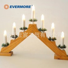 来图定制圣诞塑料桥灯拱形木质蜡烛灯台灯感恩节led摆件装饰灯