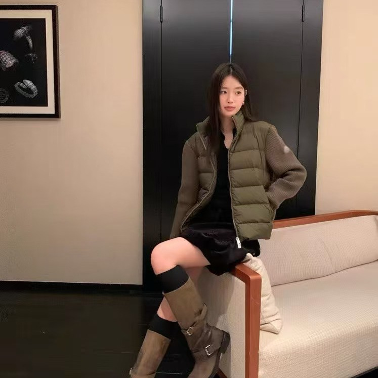 Yuyan 2025 Autumn and Winter New Casual Lightweight down Jacket Women's 95 White Duck down Short Knitted Sleeve Splicing Jacket