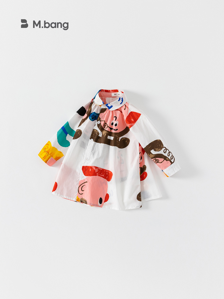 Youbao ropa para niños primavera y otoño ocio niñas lindo vestido de camisa de graffiti falda para niños vestido para niños QQ22065