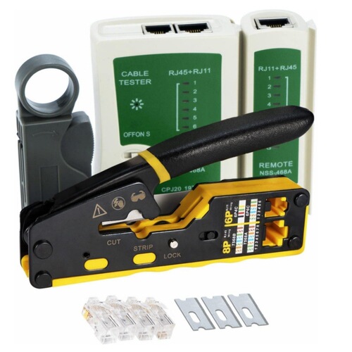 Cross-border multi-functional 8P6PRJ45 through-hole network cable clamp telecommunication testing tool set network tool manual pliers