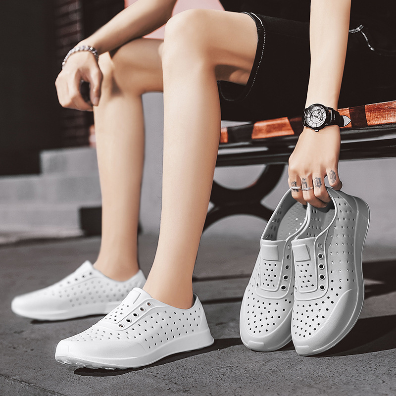 Wncnnnncative verano deportes al aire libre pareja playa agujero zapatos cerrado puntera casual transpirable sandalias impermeables