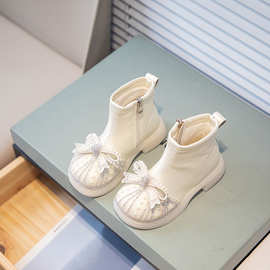 女童短靴爱莎水晶公主鞋2025新款儿童单靴宝宝靴子儿童马丁靴