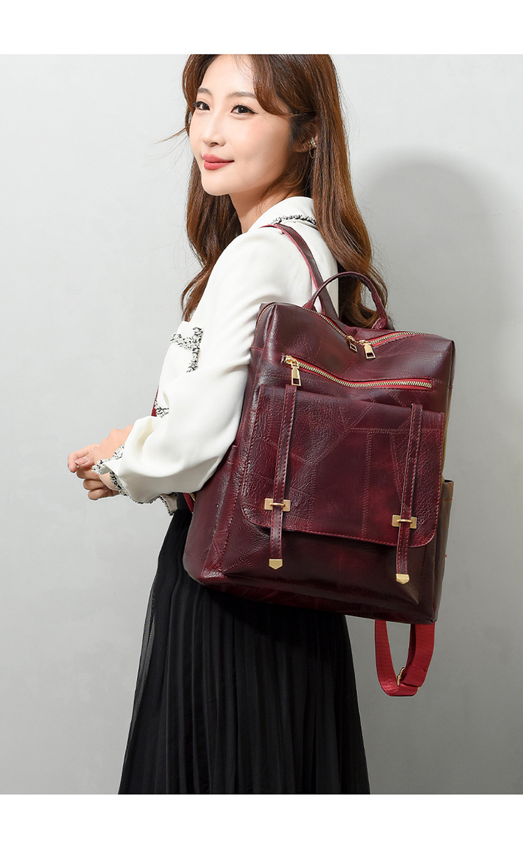 Borsa a tracolla per donna 2024 Nuova edizione coreana alla moda, zaino da donna in tinta unita, casual, in morbida pelle PU, anti-schizzi, borsa da viaggio_voghion.com