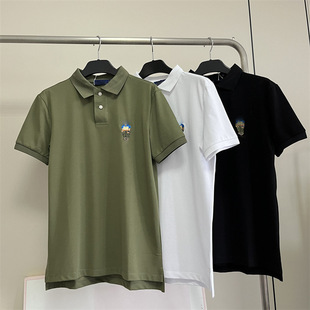 9453 American K'Er Summer New Men's Embroidered Cartoon Bear Pattern Short-Sleeved T-Shirt Polo Shirt