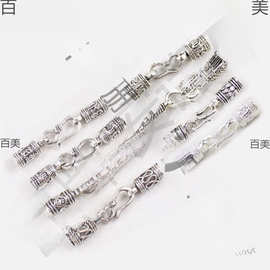 藏银扣子九乘迦叶金刚结手链尾扣头龙鳞绳s扣链接扣六字真言卡扣