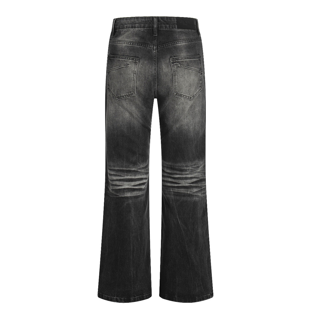 Curved Wash Distressed Slimming Jeans American Style High Street Slightly Flared mid Waist Long Non-Stretch Softener_mkmklike.com