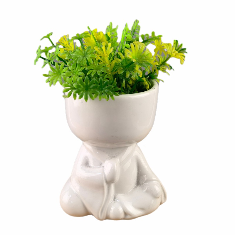 Maceta de flores de cabeza de Buda moderna y simple, maceta de plantación de flores de cerámica de forma humana, decoración de estatuas de Buda, maceta artesanal