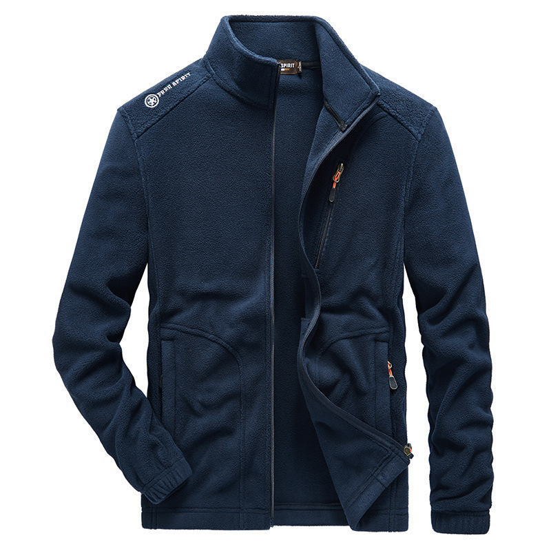 Cross-Border Autumn and Winter New Men's Warm and Cold-Resistant Fleece-Lined Thickened Jacket with Stand Collar, Loose Fit, Fleece Outerwear 2155 Cross-Border Autumn and Winter New Men's Warm and Cold-Resistant Fleece-Lined Thickened Jacket with Stand Collar, Loose Fit, Fleece Outerwear 2155