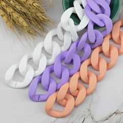 亞克力鏈子橡皮漆馬卡龍色35*35鏈條插扣開口圈飾品箱包樹脂配件