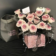 バレンタインデーギフト、プリザーブドフラワー、バラの花束、造花、ソープフラワー、梅の花、造花、誕生日、造花束