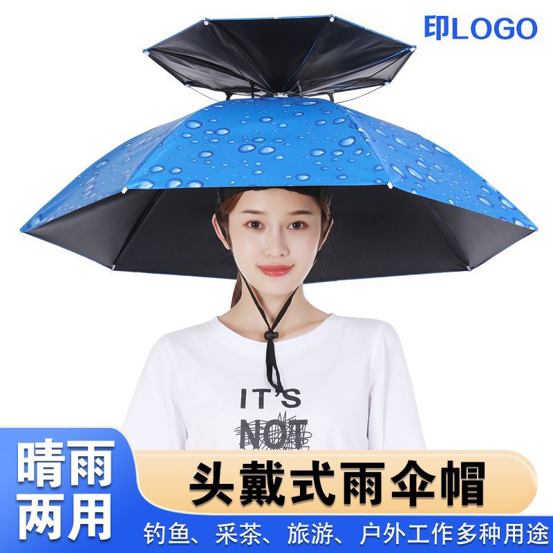 Umbrella Hat, Head-Worn Umbrella Hat, Fishing Head-Worn Sun Umbrella, Outdoor Tea-Picking Sanitation Sun Protection Hat Umbrella, Folding Umbrella