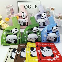 现货批发可爱百搭礼品包开心熊猫针织包爆款工厂手拎包背心马甲包