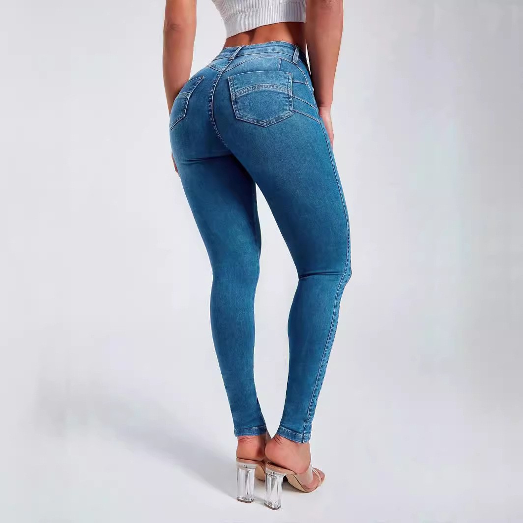 Europa y los Estados Unidos transfronterizos 2025 nuevo comercio exterior de Amazon bolsas delgadas pantalones elásticos de cintura alta jeans mujeres