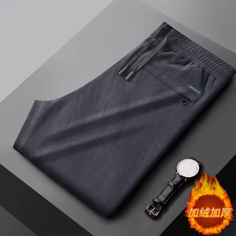 Pantalones de terciopelo dorado Pantalones deportivos para hombres pantalones de pana engrosada forrada de lana pantalones casuales sueltos rectos pantalones de pana para hombres