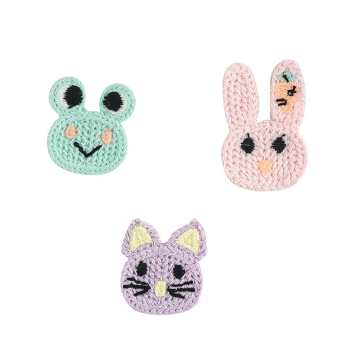 Korean style embroidery stickers cute pink bunny cartoon cloth stickers animal patches stickers clothing accessories wholesale