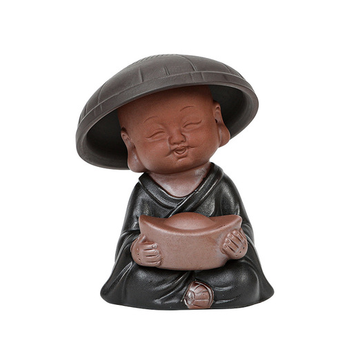 Creative Yixing Clay Teapot Filter with Miniature Monk Design | Household Kung Fu Tea Set for Filtering Tea Components