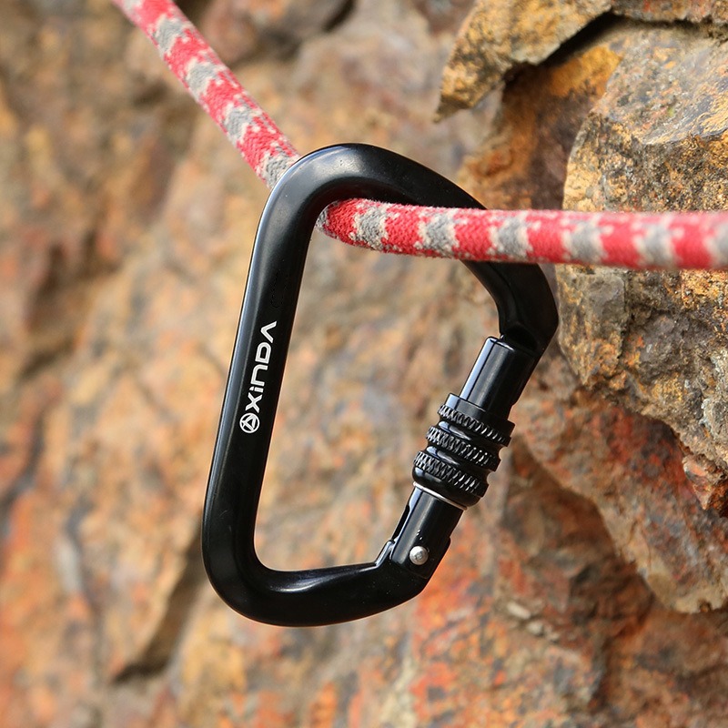 Cerradura principal de aleación de aluminio al aire libre Escalada de roca Cerradura principal de bloqueo de tornillo tipo D Cerradura de seguridad Equipo de montaña Yoga de altura