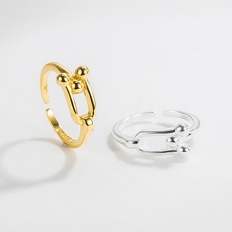 Casual U Shape Sterling Silver Irregular Plating Open Ring 1 Piece