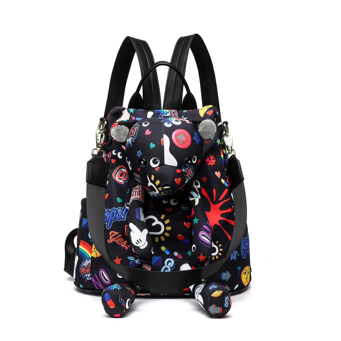 Mujeres de gran capacidad de viaje bolsas personales de nylon impermeables personales oso mochila suave de moda 2885 #