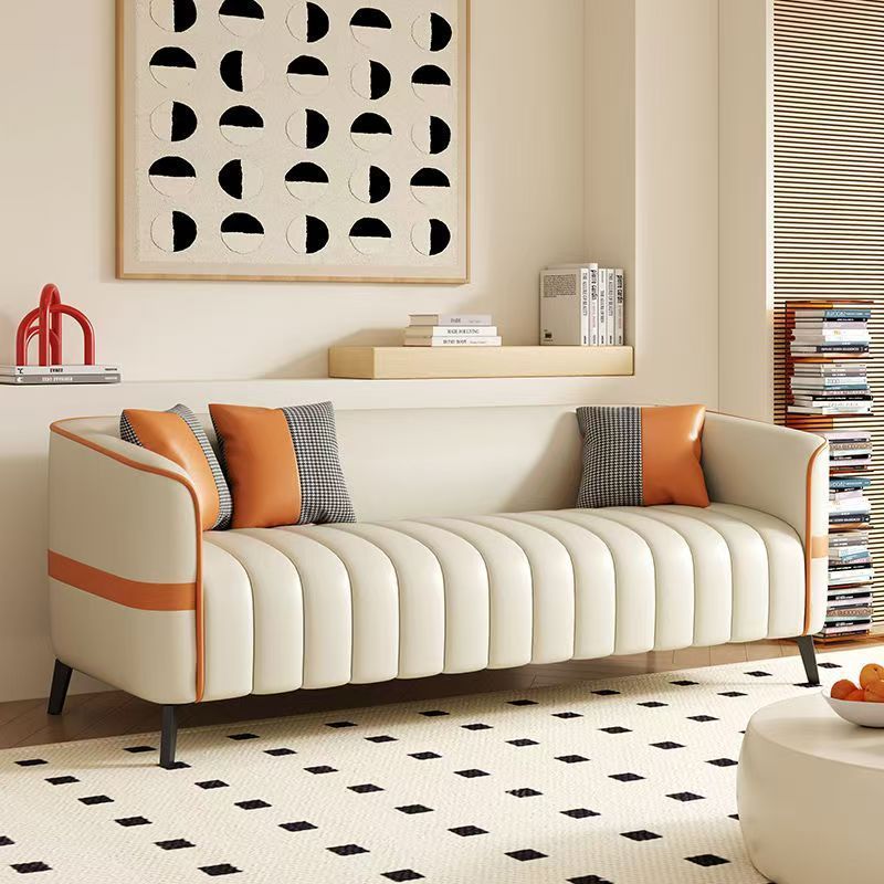 Cat scratch leather - off-white + orange [sponge style]