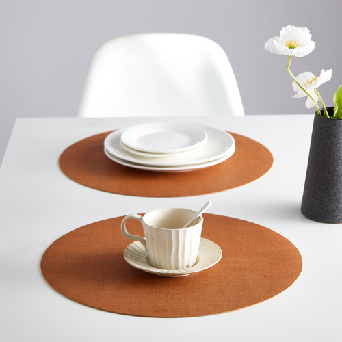  square cloth pattern double-sided two-color leather placemat household tea mat waterproof and oil-proof dining table mat heat insulation mat bowl mat