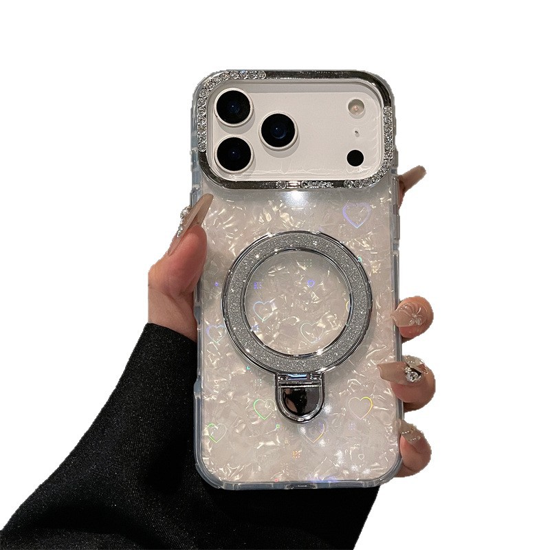 Conchas de borde redondo para iPhone17Promax succión soporte de teléfono celular Apple 16 amor protector 15