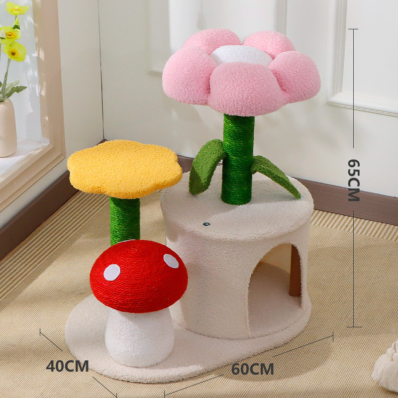 Venta directa de fábrica, rascador para gatos con forma de hongo, adecuado para todas las estaciones, plataforma de salto para gatos, rascador para gatos, cama para gatos, juguete integrado para mascotas.