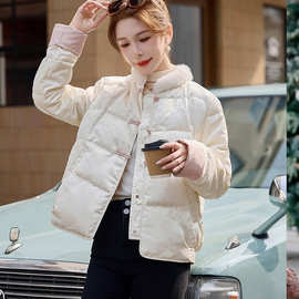 新中式国风羽绒服女2025冬季新款小个子设计感白色轻薄羽绒短外套