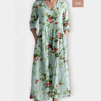 2025 экспортная трансграничная новая европейская и американская 3D-печатная Amazon европейская и американская летняя повседневная свободная длинная рубашка