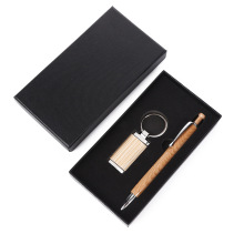 创意复古按压竹木笔钥匙扣圆珠笔商务礼盒套装企业活动伴手礼批发