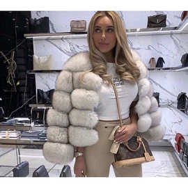 定制欧美时尚仿狐狸毛人造皮草外套女式新款保暖宽松仿皮草外套