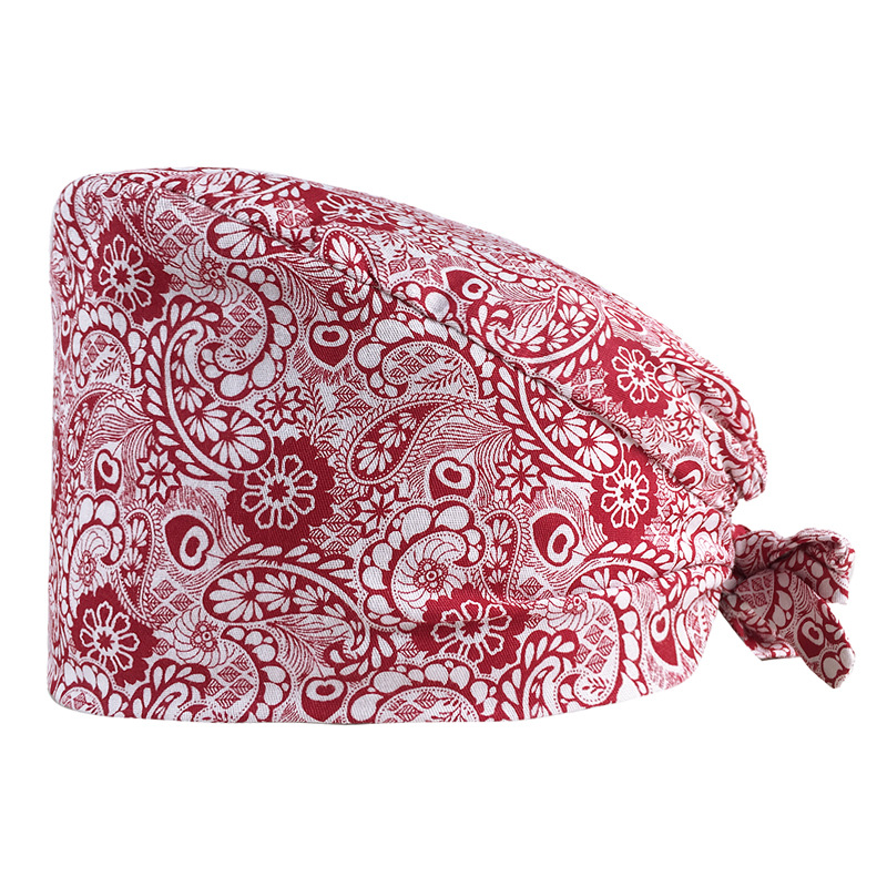 Tapa de enfermera de la UCI impresa elástico hebilla ajustable tapa quirúrgica quimioterapia de algodón puro tapa de confinamiento de las mujeres tapa de trabajo médico hombres