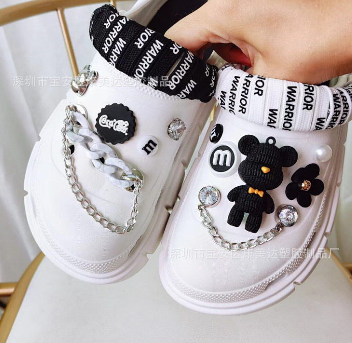 K56-violent 곰 실버 흑백 신발 끈 세트 (신발 제외)